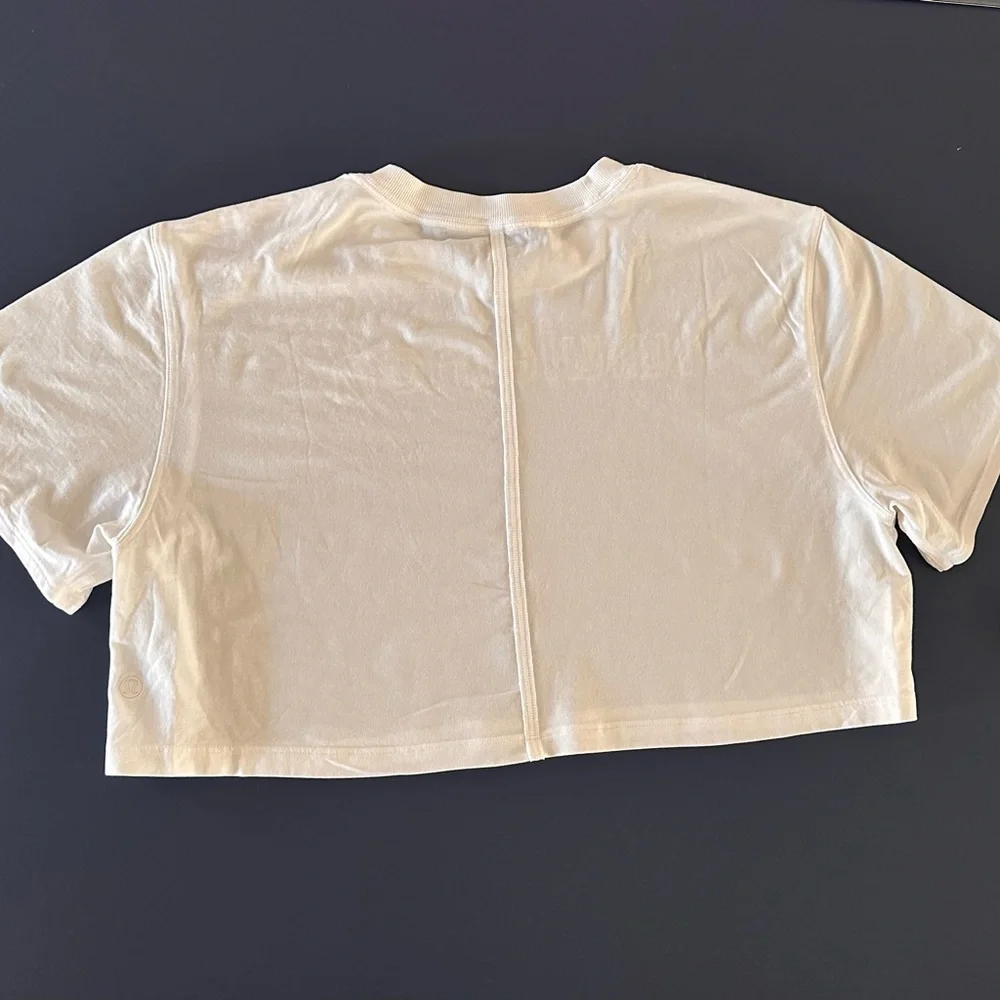 lululemon athletica White Cropped Logo Tee